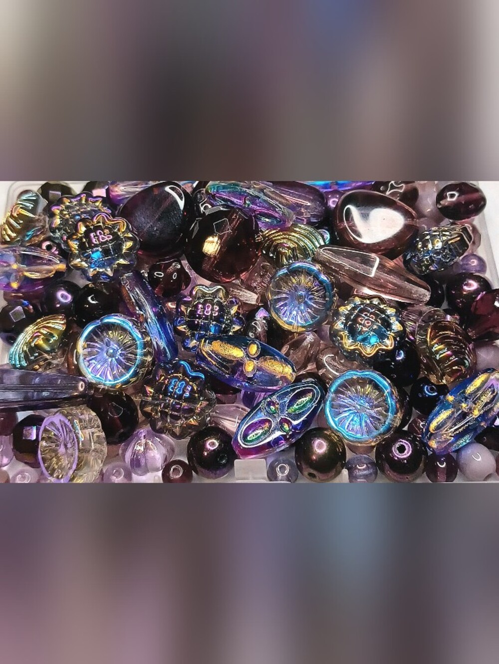 Czech glass loose beads mix purple 100pcs
